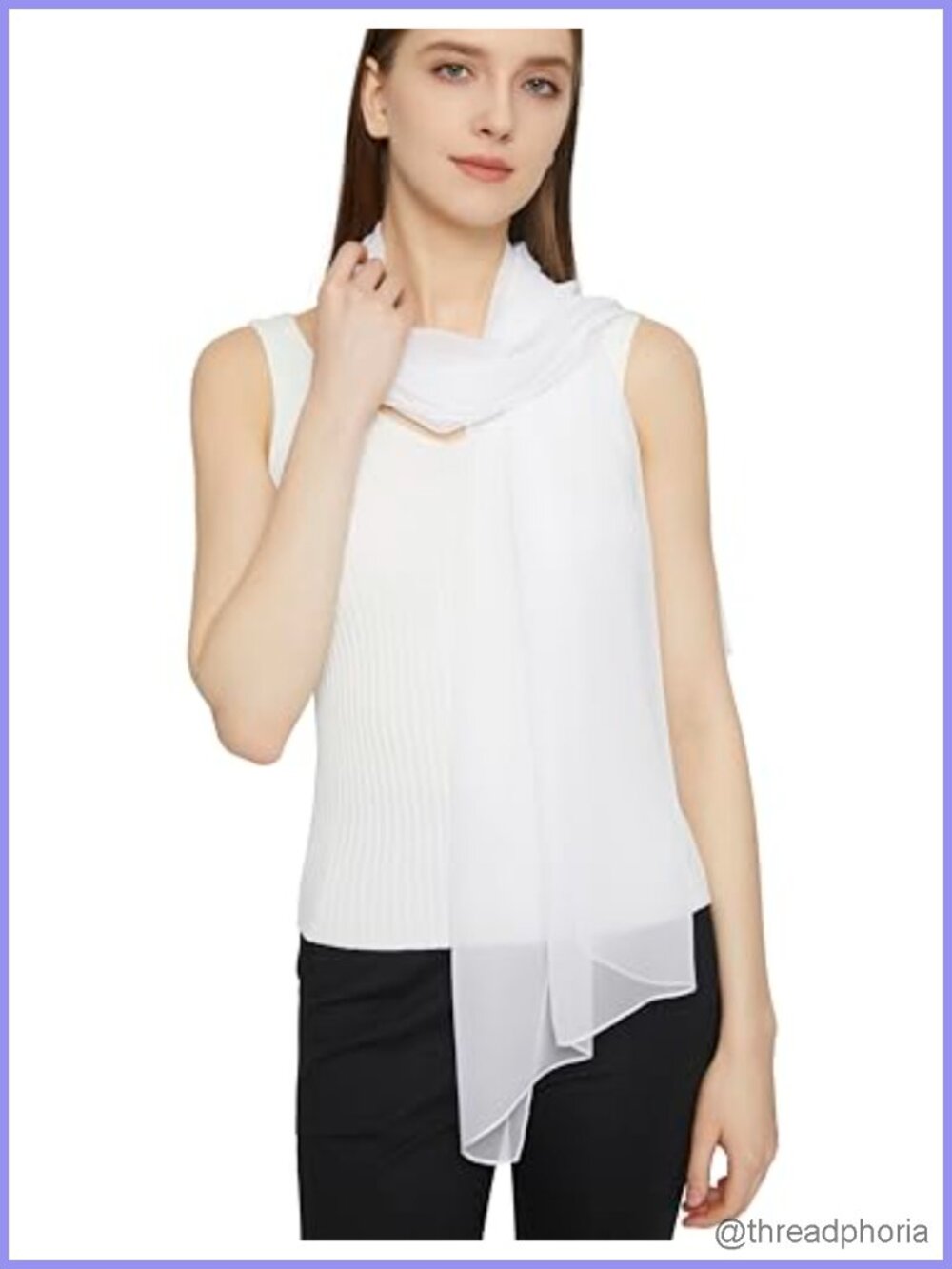 Long Chiffon Sheer Scarf Silk Polyester Lightweight Women's Fashion Accessory